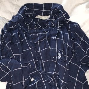 abercrombie and fitch blue striped flannel